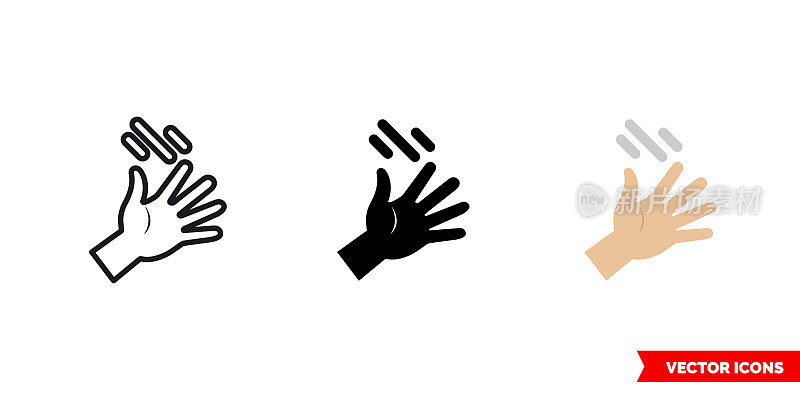Action icon of 3 types color, black and white, outline. Isolated vector sign symbol